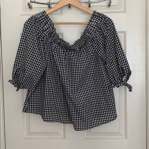 Gingham print off the shoulder top